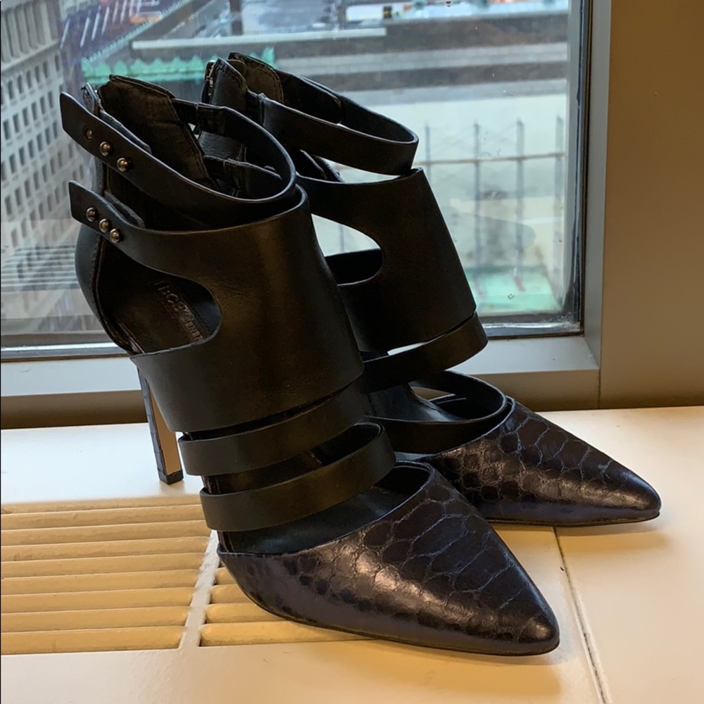 BCBG Navy croc detail and black high heels